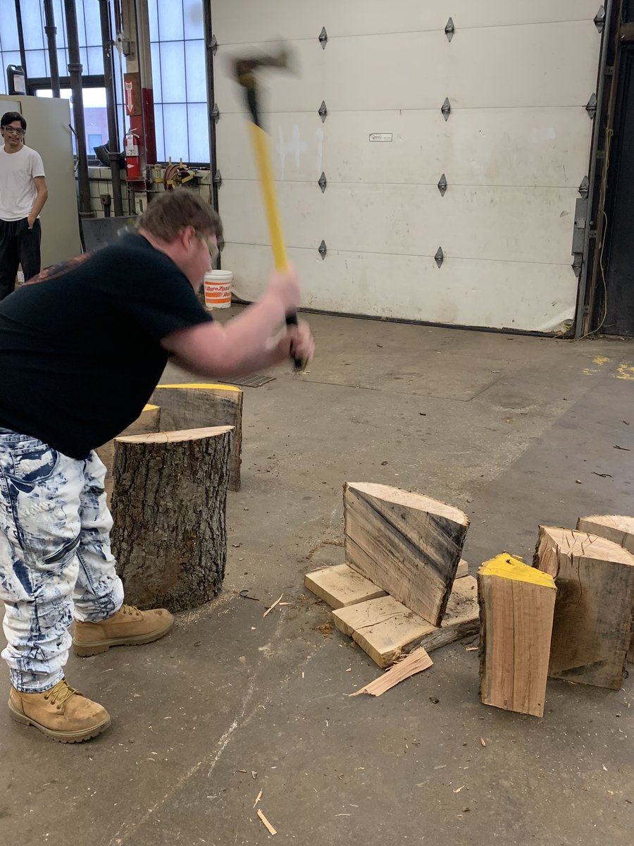 TechPcsd's tweet photo. Woods 2 students chopping some wood https://t.co/g4yHoA7aWi