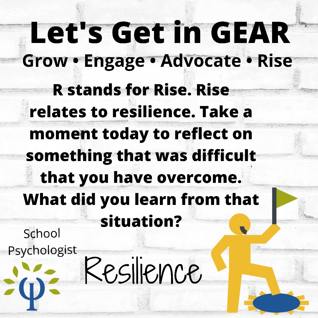KelliSchool's tweet photo. Day #4 of National School Psychology Week. Todays word is Rise- being resilient is critical in growth. What can you learn from your experiences. @CobbSchoolPsych @nasponline #SchoolPsychWeek https://t.co/1rzSkIbrNm