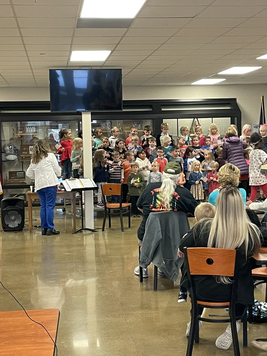 Honoring our veterans this morning at USD 381. Great program by our elementary students!  Thank you to all veterans, past and present, who have preserved our freedom! #VeteransDay2021 #itsagreatdaytobeaLancer