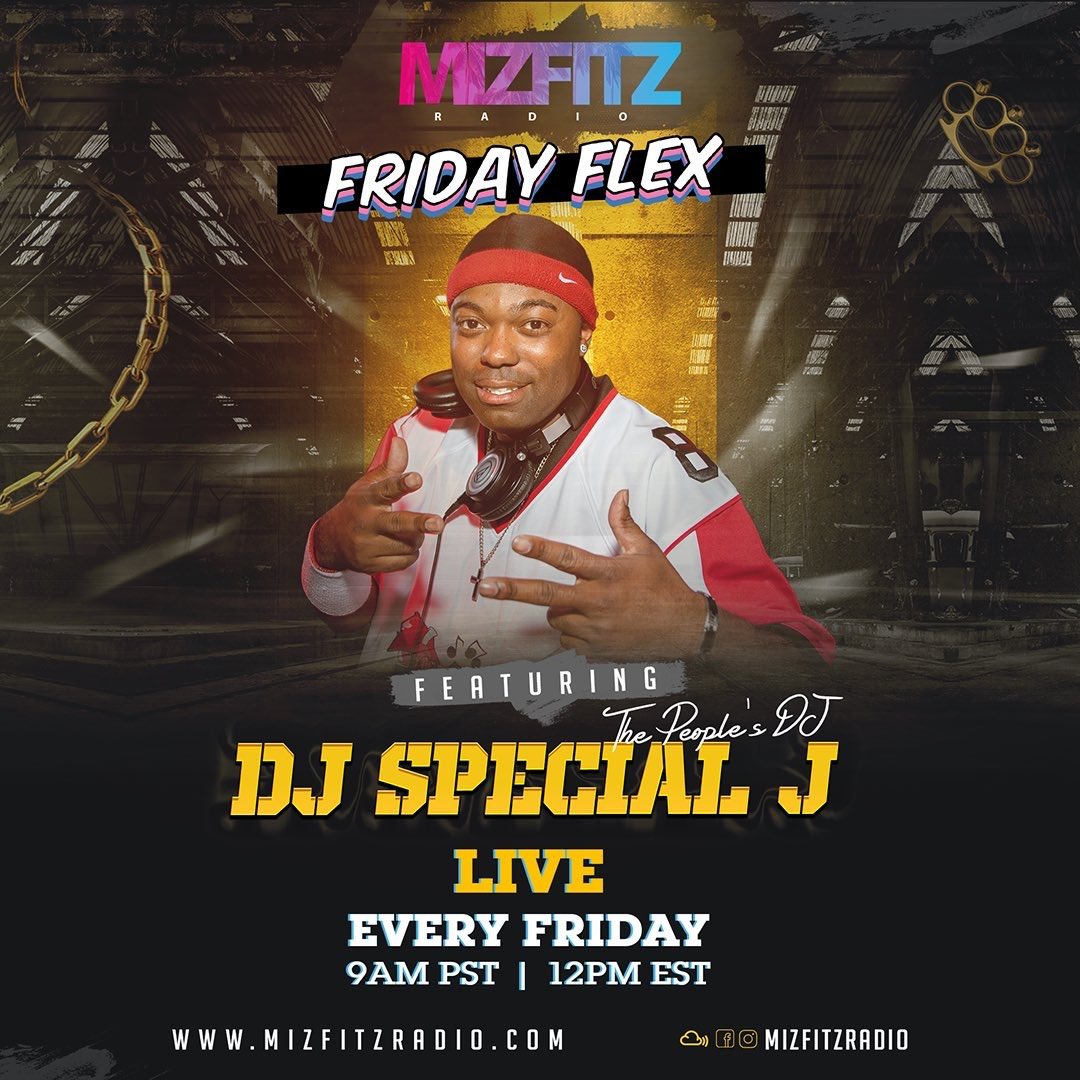 DJSpecialJ910's tweet photo. Morning #reminder tune in #Friday to the #FridayFlex 9AM PST/12PM EST
 on https://t.co/kZoDenxTVy @MizFitzRadio 
or DOWNLOAD THE APP MIZFITZ RADIO

#FOLLOW #DJSPECIALJ #THEPEOPLESDJ #SPECIALJWAY #IMAMIZFIT #IMFLEXIN #FRIFLEX #MIZFITZRADIO #NEWMUSIC #RNB #HIPHOP #FridayVibes https://t.co/6nGRDeAKeD