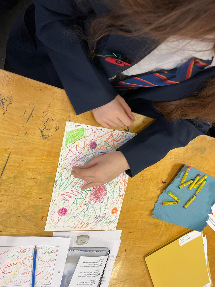 derbyhighbury's tweet photo. Some collaboration within the Exp Arts team today - students in Art, inspired by Kandinsky. Using the art of colours and shapes to represent the emotions that they can hear in their music lessons. #Artsmark20 #Inspiredtoachieve #Art #Music #Wellbeing #collaboration #MoodColours https://t.co/ZWhifzrl5t