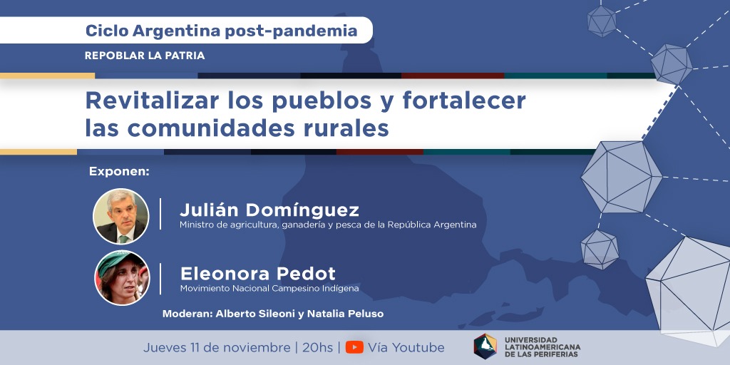ulpe17's tweet photo. #Repoblamiento #ComunidadesRurales
Hoy, jueves 11 de noviembre a las 20, continuamos con los paneles del Ciclo Argentina Pospandemia, esta vez para debatir caminos y soluciones para “Repoblar la Patria”.
📅 11/11
⏱ 20 hrs
👉Vía Youtube, en este link: https://t.co/SUJOMQgDSm https://t.co/P5clFd6ZeG