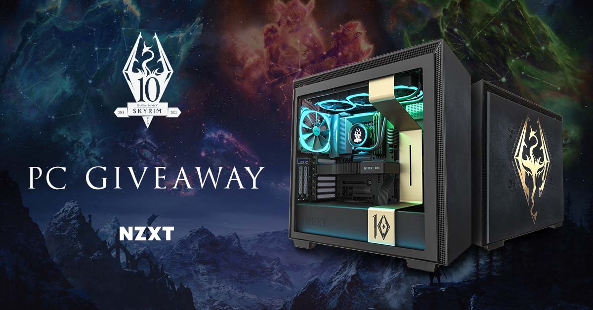 We're celebrating the 10th anniversary of #Skyrim by giving away this custom-wrapped one-of-a-kind PC worth $3,000 USD! 🤯 Retweet and click here to enter: nzxt.co/skyrimpc