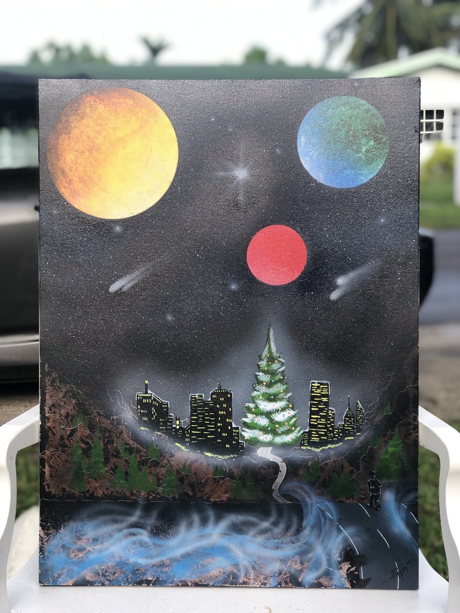HydroGraphicsL1's tweet photo. Christmas themed portrait “Prodigal Son”. Will definitely be doing more themed portraits. STAY TUNED #art #HydroGraphics #spraypaint #christmas https://t.co/2IumX7Kvfv