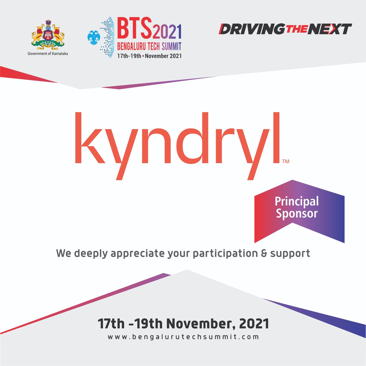 We are glad to have <a href="/Kyndryl/">Kyndryl</a> onboard as our Principal Partner.
Register for free: bit.ly/2ZTF5HY

#BTS2021 #DrivingTheNext