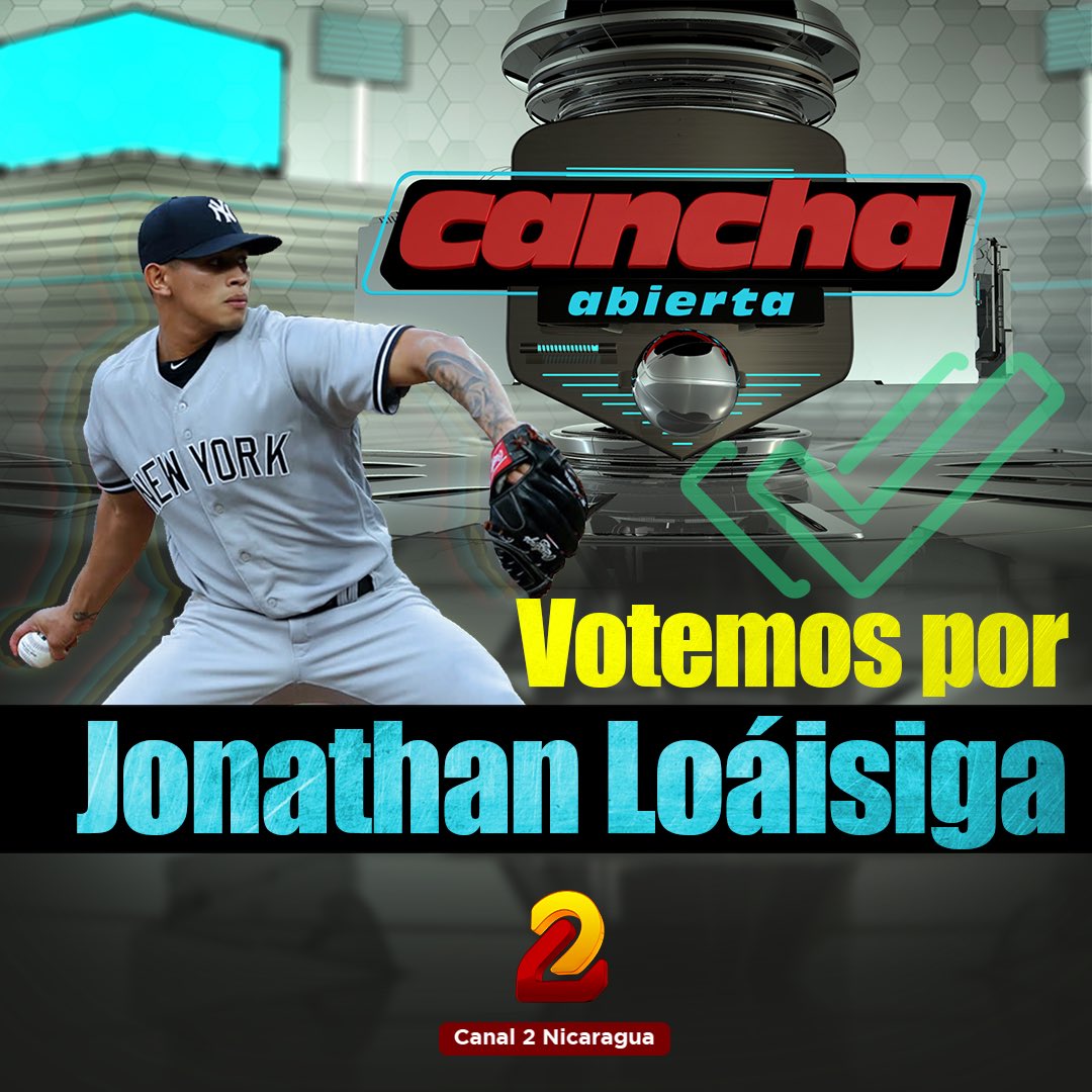 El jugador nicaragüense 🇳🇮Jonathan Loáisiga ⚾️ lanzador para los Yankees de New York  está nominado al *𝐀𝐥𝐥 𝐌𝐋𝐁 𝐓𝐞𝐚𝐦* de los mejores jugadores del año en Grandes Ligas

👉🏻Te compartimos el link para que votes 👍🏻por Jonathan Loáisiga 👍🏻 atmlb.com/3wwMQzu