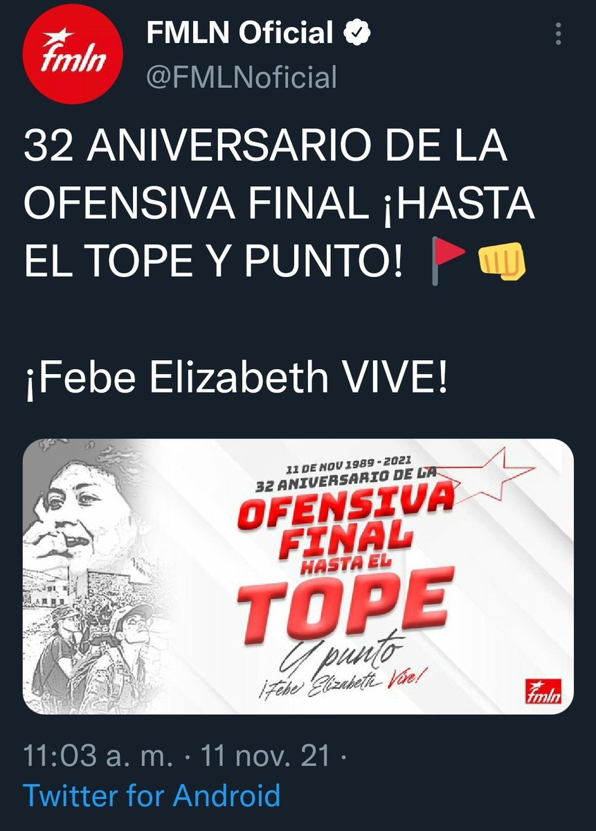 __Brozo__'s tweet photo. El @FMLNoficial celebra como si fuera una gran hazaña, la ofensiva que significó un gran derramamiento de sangre.

32 años después lanzan una nueva ofensiva asesinando al pueblo salvadoreño, para utilizar a las víctimas políticamente y atacar al GOES.

#HastaElTopeYPunto https://t.co/1Xwf9ZlXYy