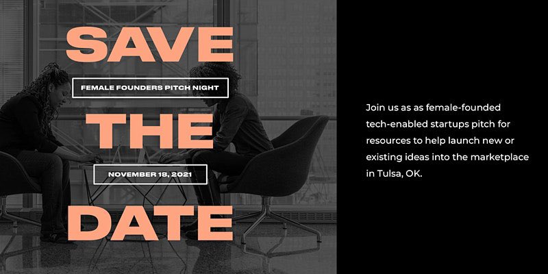 BuildinTulsa's tweet image. Come out and support female founders, diverse entrepreneurs and the growing innovation scene here in our backyard!

RSVP for Female Founders Pitch Night: bit.ly/3F7obEB

#buildintulsa #femalefounders #blackwomenintech