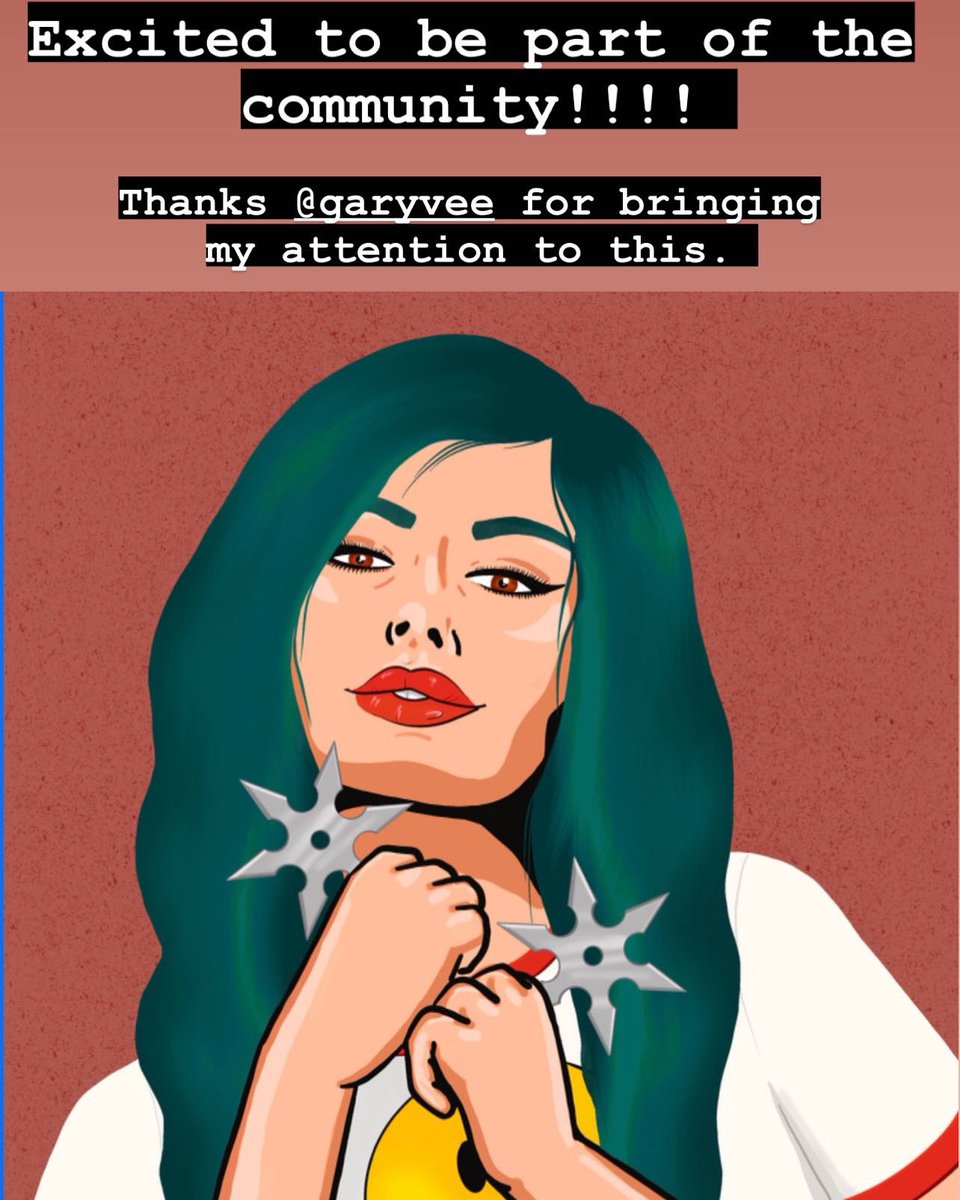 konabenellie's tweet photo. Excited to be part of the community! @WomenandWeapons Thanks Gary @garyvee for bringing my attention to this. #nft #womenandweapons @konabenellie #throwbee #community https://t.co/9ZWwn99auy
