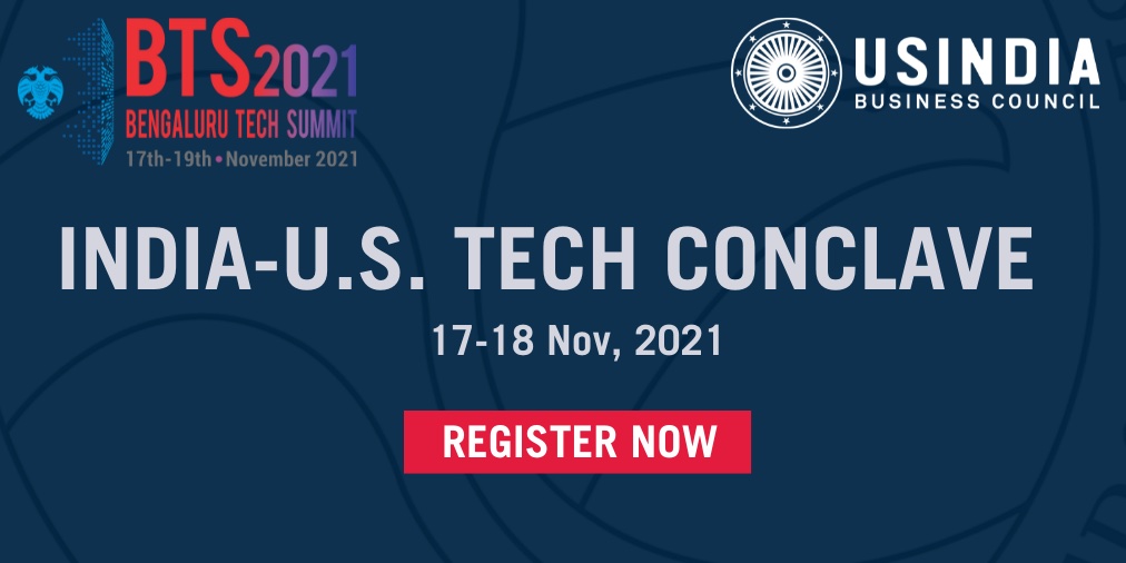 USIBC's tweet photo. Join us for the #IndiaUSTechConclave at #Karnataka Govt's annual flagship event -- @blrtechsummit (#BTS2021), touted to be Asia's biggest tech festival! @ITBTGoK @drashwathcn @Startup_Kar @kiranshaw #DrivetheNext
Register: https://t.co/rXMulSADoa
#BengaluruTechSummit2021 https://t.co/wIQScyRzsz
