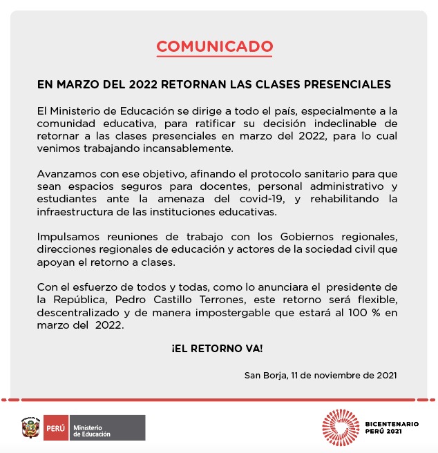 MineduPeru's tweet photo. #COMUNICADO https://t.co/I8cPgxOtTn