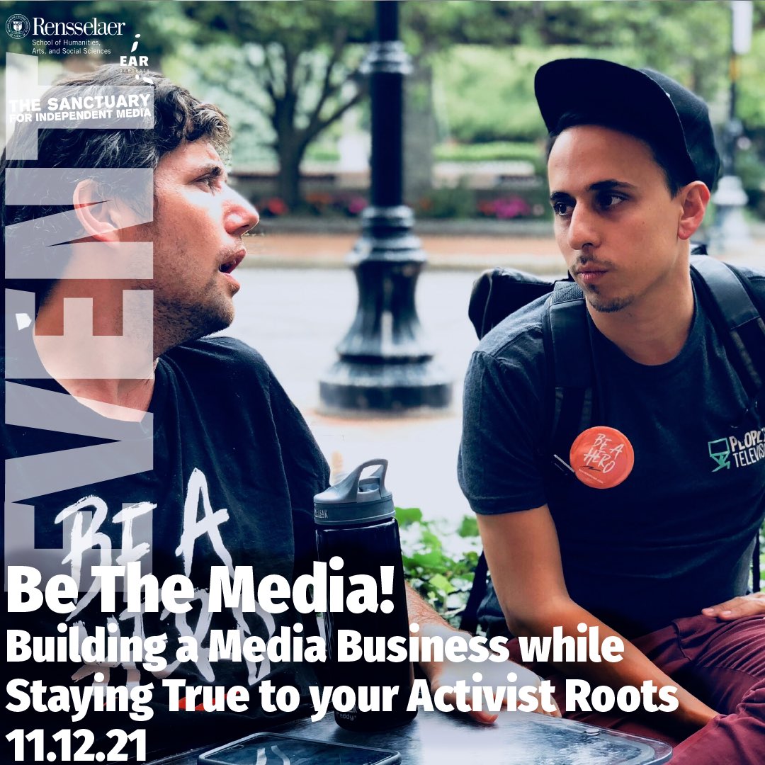 MediaSanctuary's tweet photo. How do you balance your ethics with your job? 
#HudsonMohawkMagazine interviewed @Nick_Bruckman about his workshop, Building a Business w Staying True to Activist Roots, and @NotGoingQuiet film screening Fr 11/12 *register at https://t.co/axpt4kmGPk and tune in tonight to HMM https://t.co/eJzZDY7XF5