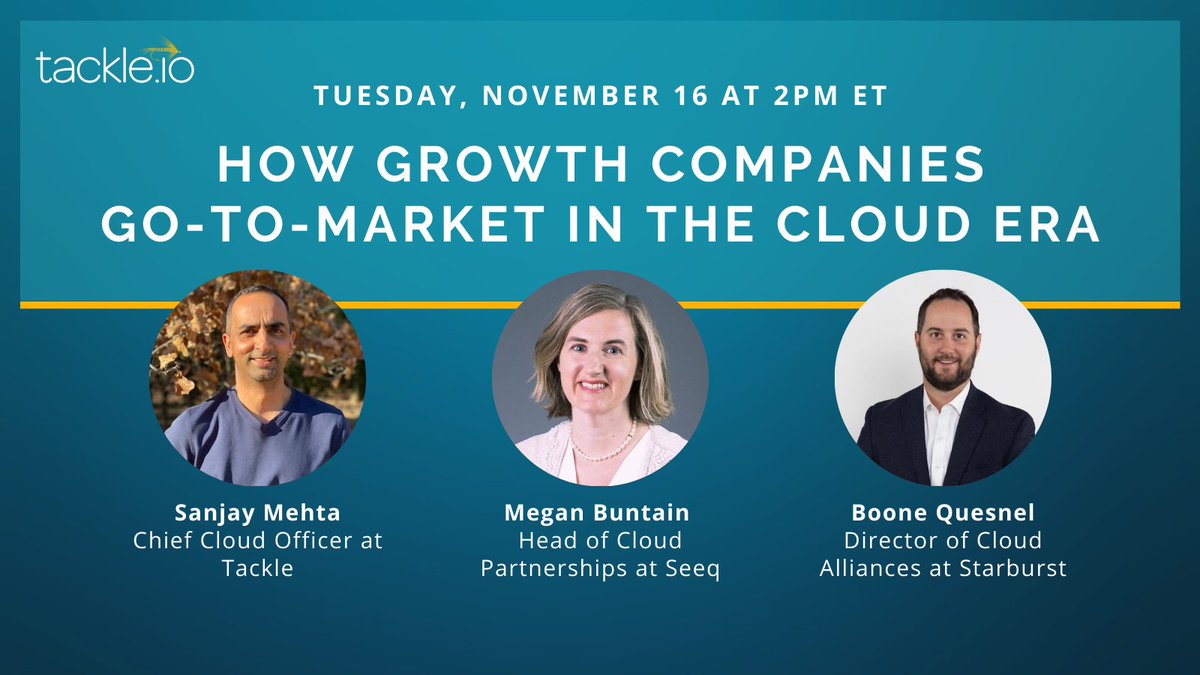 jontkingsepp's tweet photo. Don't miss @tackleio's webinar on 11/16 where panelists from @SeeqCorporation and @starburstdata will explore the future of go-to-market for growth-stage companies. Register here: https://t.co/iqOXKwCWOL https://t.co/M1gPbqV65h