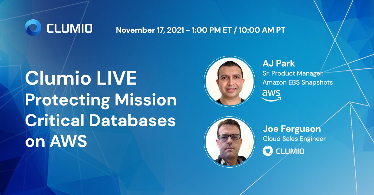 ClumioInc's tweet photo. You’ve moved your mission critical database to #AWS, now what about the looming #security factor? Join our next live event with a guest speaker from @awscloud to learn how to protect your data: https://t.co/StRB9J74nN https://t.co/Xc74y021b1