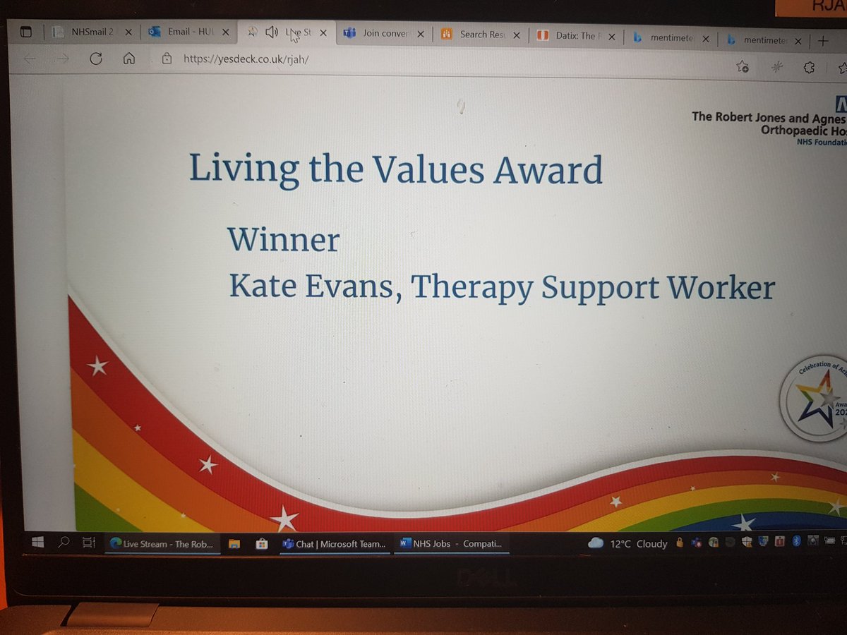 Great recognition for all the hard work &amp; dedication of Kate Evans  therapy support worker on Sheldon Ward <a href="/RJAH_NHS/">RJAH Orthopaedic Hospital</a> you are a fantastic member of our team. This is richly deserved Kate congratulations &amp; thank you for what you do &amp; how you do it #livingthevalues #RJAHawards