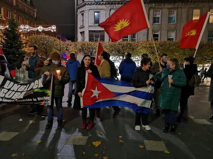 dublincpi's tweet photo. This evenings rally of solidarity with the Cuban people and their Revolution. A number of organisations took park under the banner of @CubaIreSol including @irelandcp ✊🏽
#cubasolidarity #cubarevolution #antiimperialism #socialism #communism https://t.co/4nHntg7Sup
