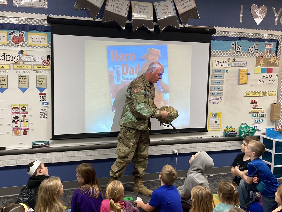 JMaynus's tweet photo. A huge thank you to all veterans, but especially to Mr. Hagan for coming to teach us about your job in the military! @ConverseElem https://t.co/O06awpumEU