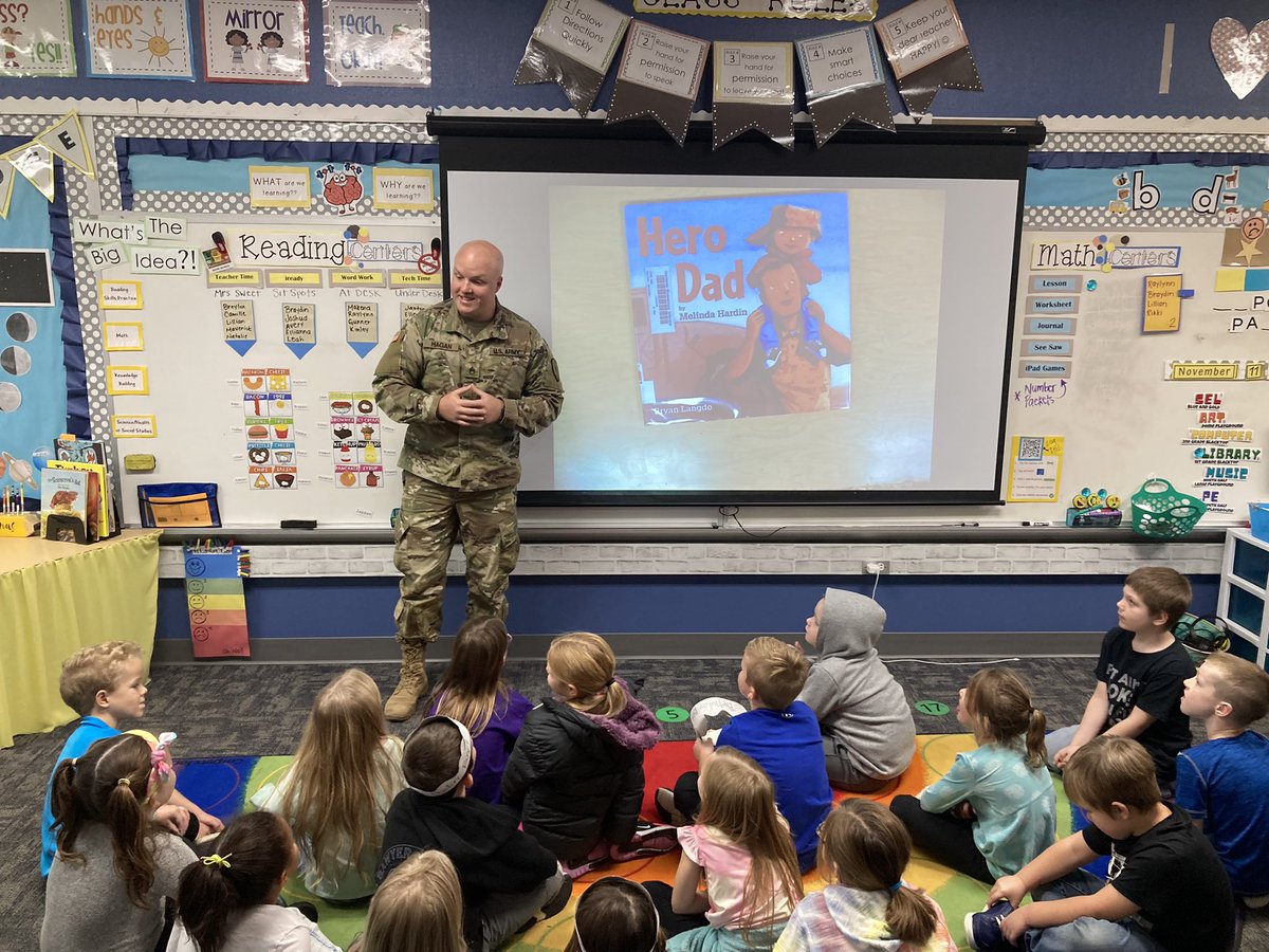 JMaynus's tweet photo. A huge thank you to all veterans, but especially to Mr. Hagan for coming to teach us about your job in the military! @ConverseElem https://t.co/O06awpumEU