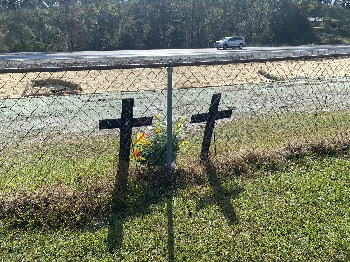 A memorial to two of the three people who died after a section of MS Hwy 26 washed out on Aug. 30 during heavy rain. The road re-opened yesterday to traffic. Jerry Lee of Lucedale and Kent Brown of Leakesville died at the scene. Amanda Williams of Wiggins died Sept. 11. <a href="/WLOX/">WLOX</a>