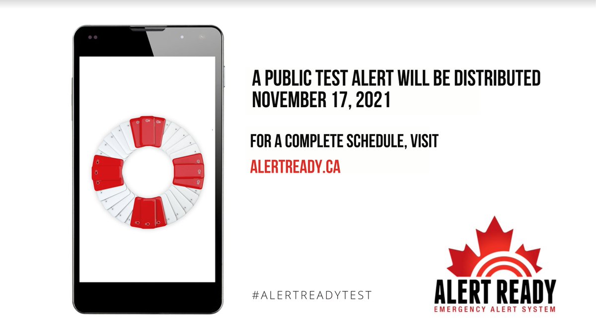 weathernetwork's tweet image. 🚨  All Canadian provinces and territories will receive the #AlertReadyTest alert on November 17 🇨🇦

Here&apos;s when to expect it in your region: alertready.ca/testing-schedu… @AlertReady