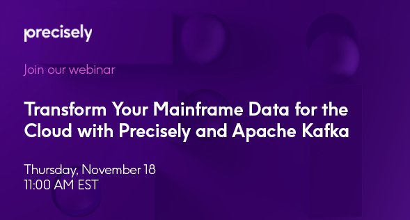 Join our webinar on November 18th at 11 AM EST and learn how Precisely Connect can help use the power of #ApacheKafka to eliminate data silos and make #cloud-based, event driven #dataarchitectures a reality. bit.ly/3F5VyYv