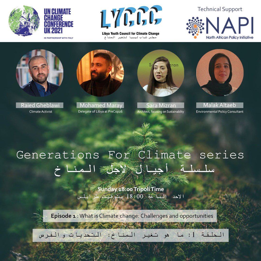 LYC4CC's tweet photo. Generations for Climate series 

First episode come in conjunction with the end of #COP26 that held in 🇬🇧 during the last two weeks. We’re hosting climate activists and researchers who will share their experience to clarify climate change, #PreCop26 and #COP26 #Youth4Climate https://t.co/Wcqc93Ul7O