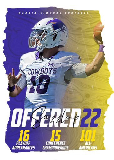 KeiranS's tweet photo. After a great conversation with @GL_Martin82 I’m blessed to receive my first offer from Hardin-Simmons University!! 🟣⚪️ @hearn_coach @CoachBindel @raiderfball @HSUCowboys https://t.co/DBkULqnoyX
