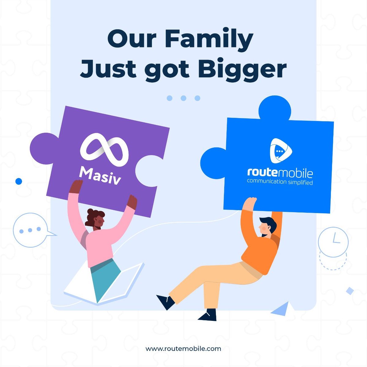 routemobile's tweet photo. When ur purpose is centred around adding value, u've a foundation 4a great team. With #Masiv part of #RML family, we're even more pulsed & prepared to deliver #CX-driven products & #personalized solutions to clients #globally.
Bienvenido Equipo #Masiv
#CPaaS #RouteMobile #RML https://t.co/aVSEDbC6Qx