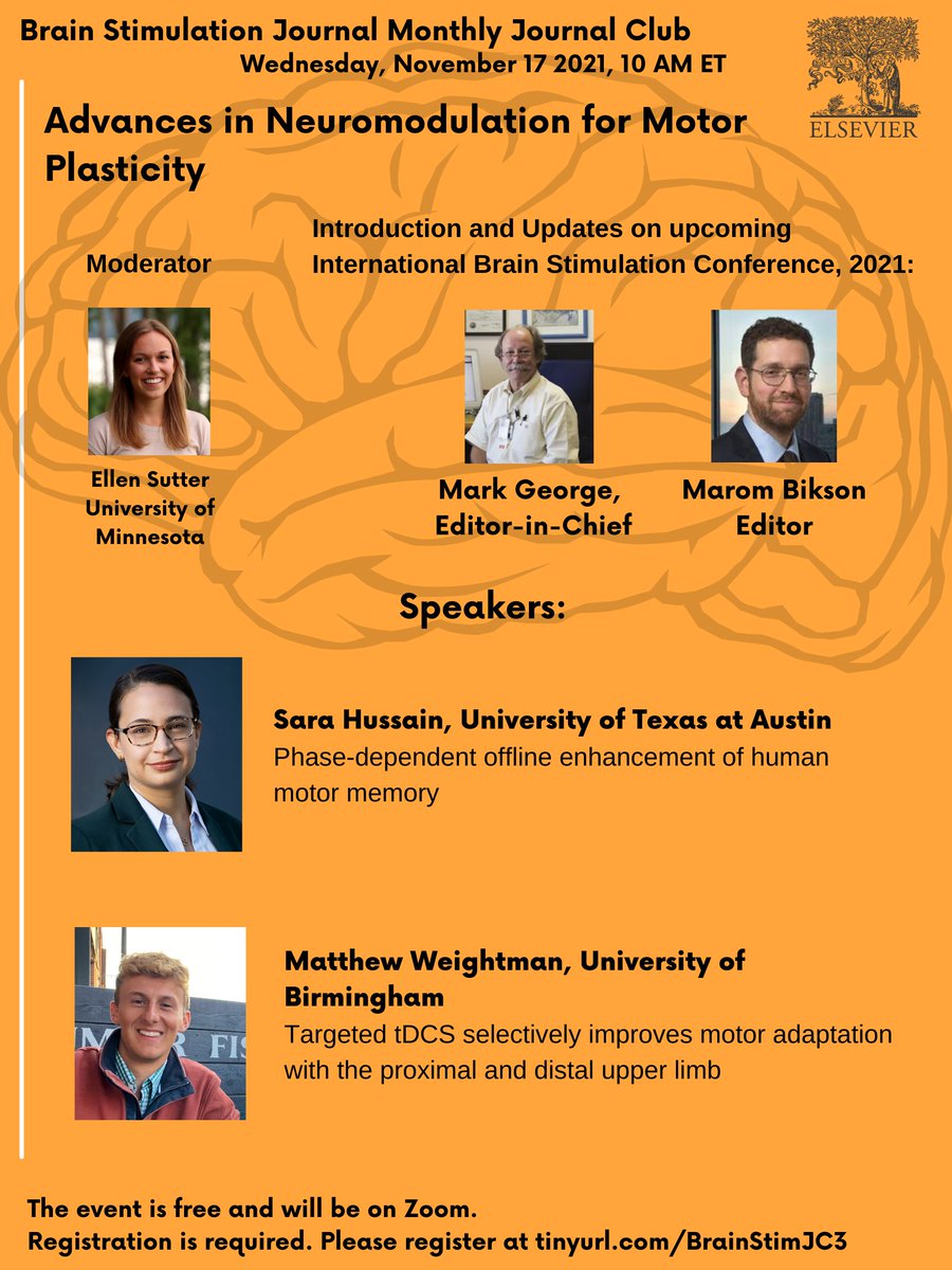 brainstimj's tweet photo. The November Brain Stimulation Journal Club will be held on November 17 at 10AM ET, with the theme neuromodulation for motor plasticity. Register in advance at https://t.co/DwY4kxpG4X! https://t.co/MKKxkJJHfi