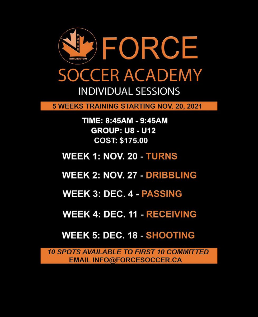forcesoccer_'s tweet photo. Indidivual sessions for the first 10 to sign up! See details below!! #soccer #soccertraining #soccerskills #ThursdayMotivation https://t.co/ps6CS3WldB