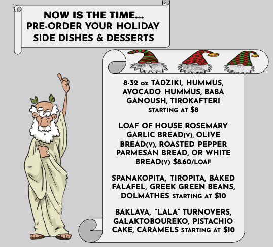 xristos_cafe's tweet photo. Try something different this holiday season! Preorder appetizers, sides, and desserts from us! For thanksgiving please place your order by 11/19 for pickup 11/22 - 11/24. To order  dm us, call or text us (254) 235 1833 or (254) 715 7096, or email us (xristoscafe@outlook.com) https://t.co/9wOqtArcic