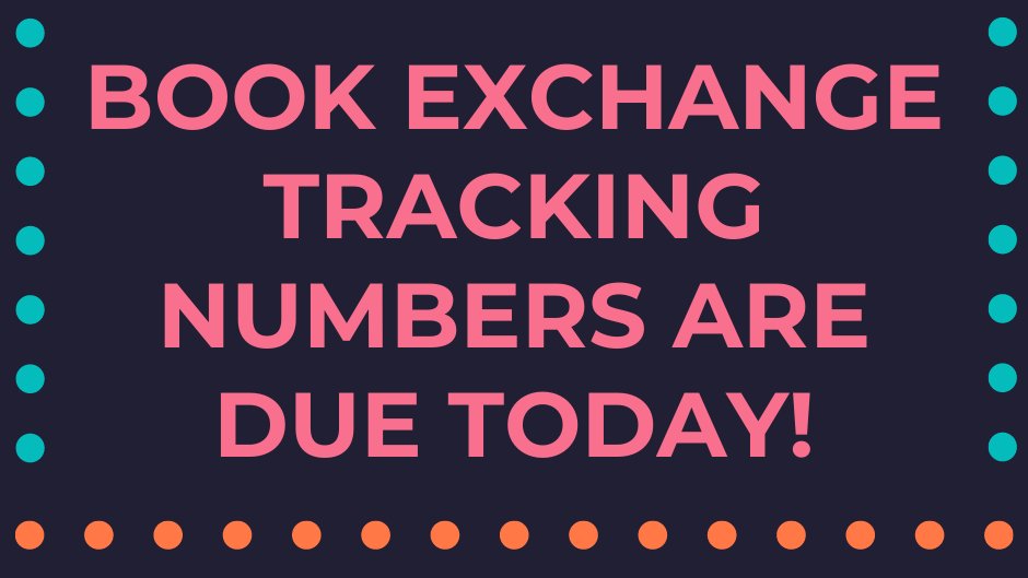 Her_Adventures_'s tweet photo. Reminder for everybody participating in our book exchange! All tracking numbers are due today.
#bookexchange #heradventures #books #trackingnumber https://t.co/Kg66IJNAAQ