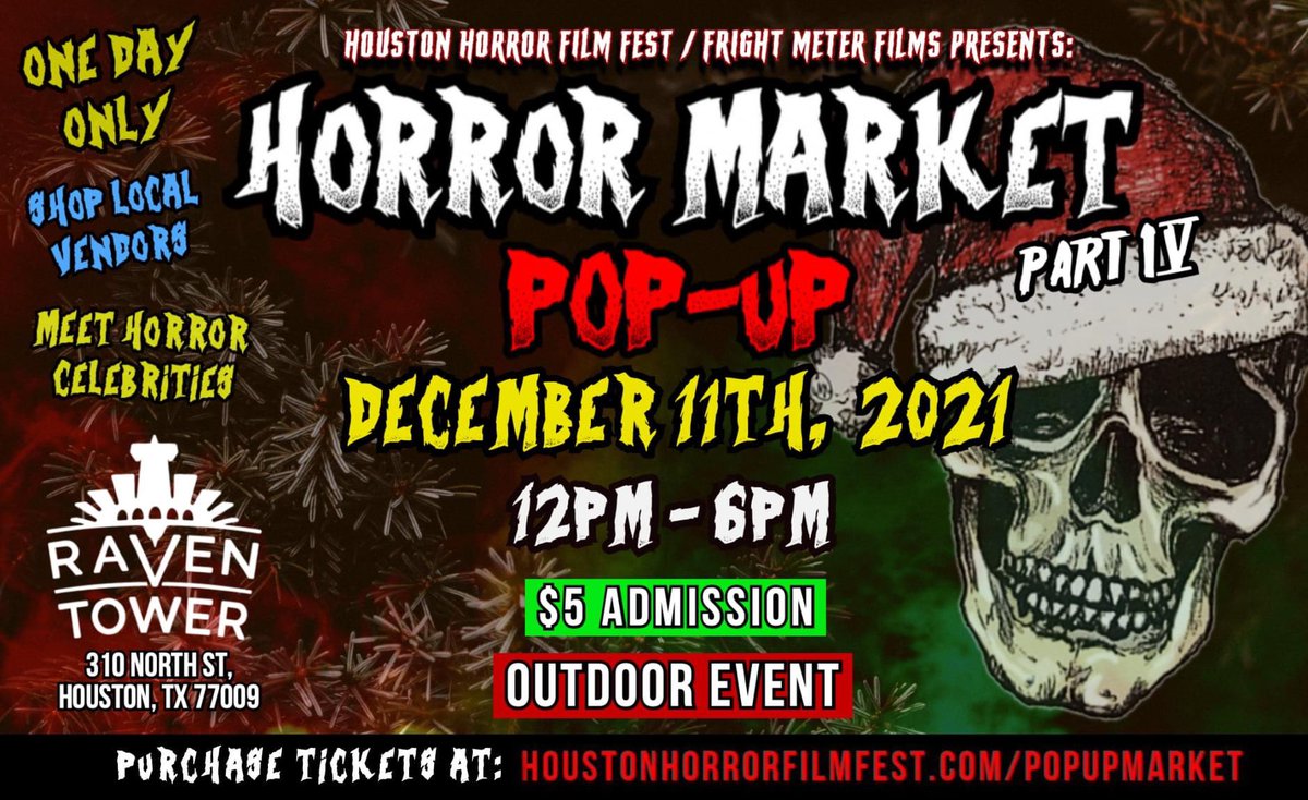 FilmFestHouston's tweet photo. December 11th Horror Market Pop-Up!

TICKETS ON SALE NOW! 
$5 Advanced Online Purchase / $10.00 at the door!
https://t.co/anrbOyosqG

https://t.co/Awh0PvefjC

#HorrorMarketPopUp #HHFF #HoustonHorrorFilmFest #Houston  #popup https://t.co/3I4itHzjTk