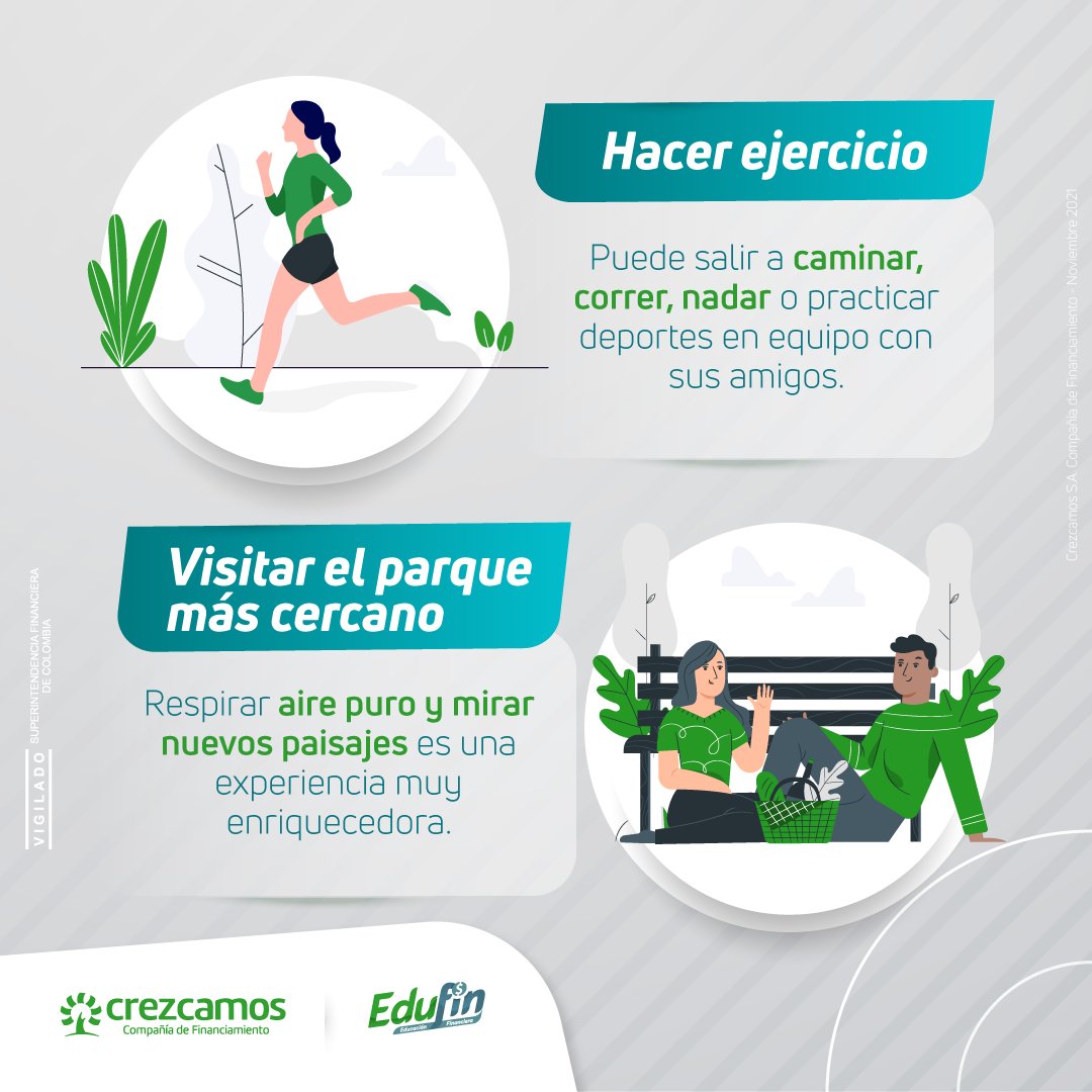 Crezcamos's tweet photo. ¡Para divertirse no es necesario gastar dinero! 🤑💸 Por eso hoy le traemos algunos planes que puede hacer este fin de semana con festivo incluido. 

Impulsar su progreso y crecimiento es nuestra prioridad🌳💚.

#Crezcamos #CompañíadeFinanciamiento #Edufin #EducaciónFinanciera https://t.co/Ce0Et5zfYj