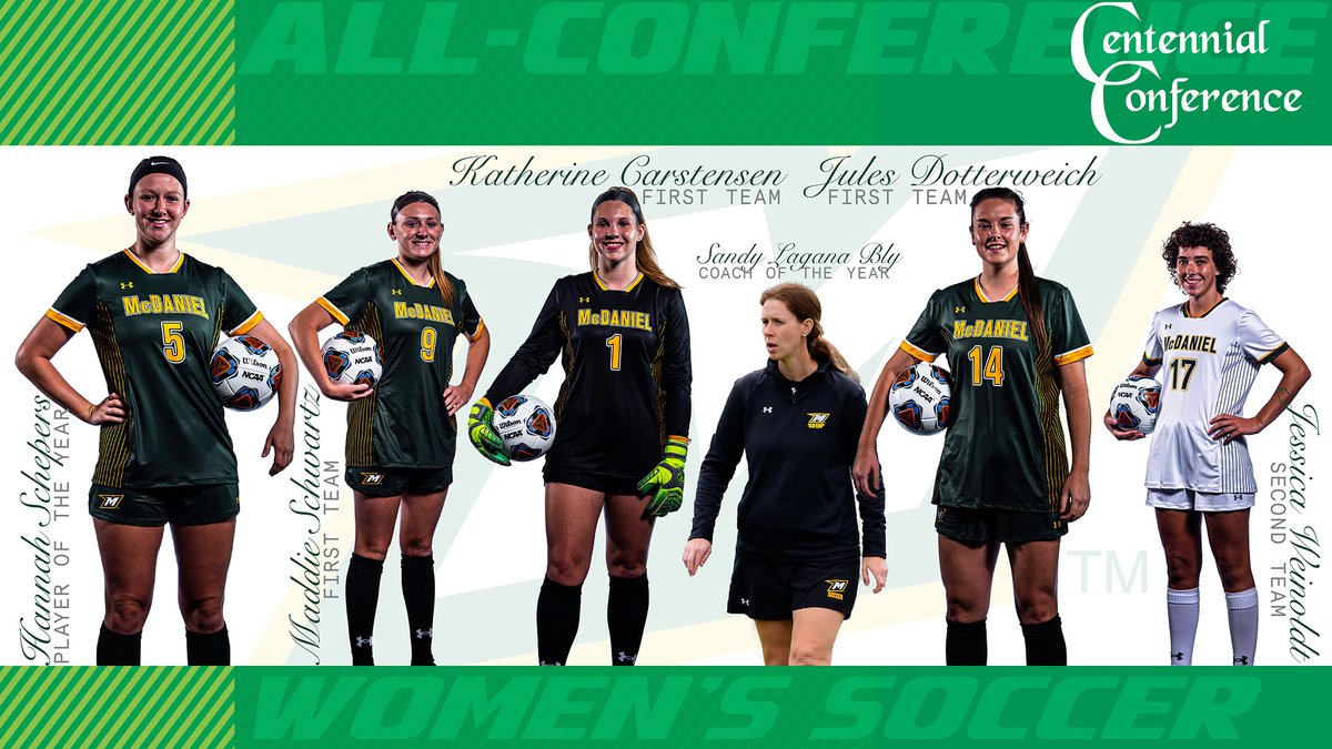 mcdanielsports's tweet photo. WSOC: Five #McDaniel players earn All-Centennial Conference honors. Hannah Schepers was named #CentConf Player of the Year and Sandy Lagana Bly was tabbed Coach of the Year #getonthehill #mcdwsoc #d3soccer https://t.co/0d9QOxOo0W https://t.co/pkxhwzwtAf