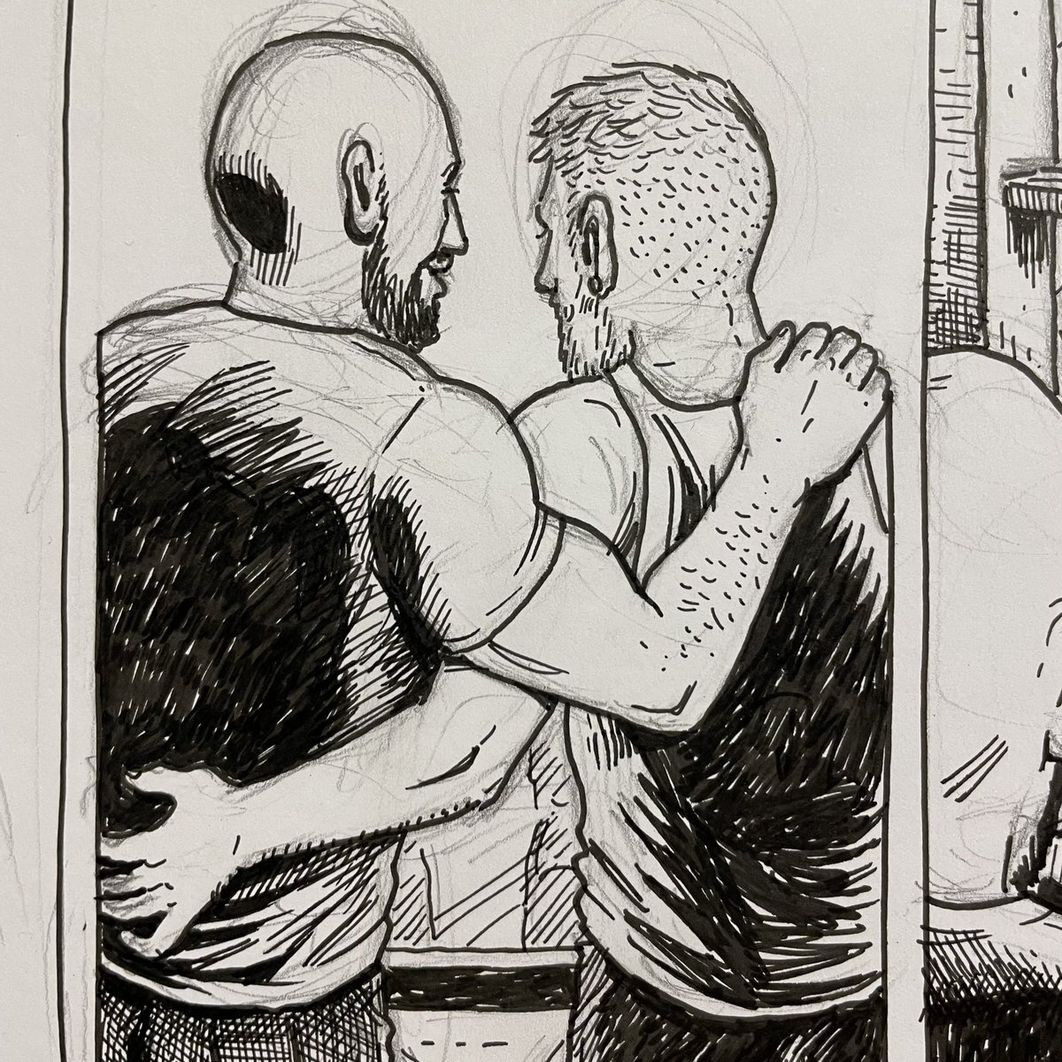 justincomics's tweet photo. Feels sooooo good to be back at the drawing table again! Loving this artist residency at the Open Workshop in Viborg, Denmark (even if I haven’t drawn as many pages as I wanted)! #queercomics #TAW #openworkshop https://t.co/ZJr00xOaeY