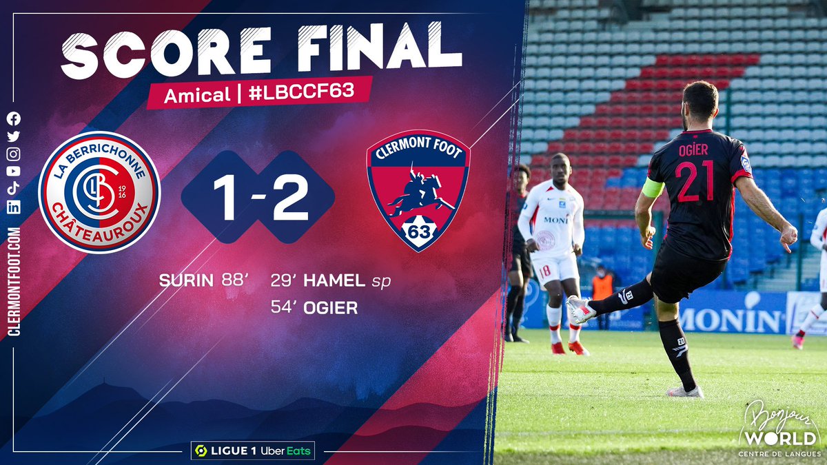 ClermontFoot's tweet photo. #LBCCF63 C'est terminé à Gaston Petit ! Nos Clermontois remportent ce match amical grâce à des buts de Hamel puis Ogier !

Prochain rendez-vous contre @ogcnice, à domicile, le dimanche 21 novembre à 17h 👊🔴🔵 https://t.co/NvVf6URQLZ