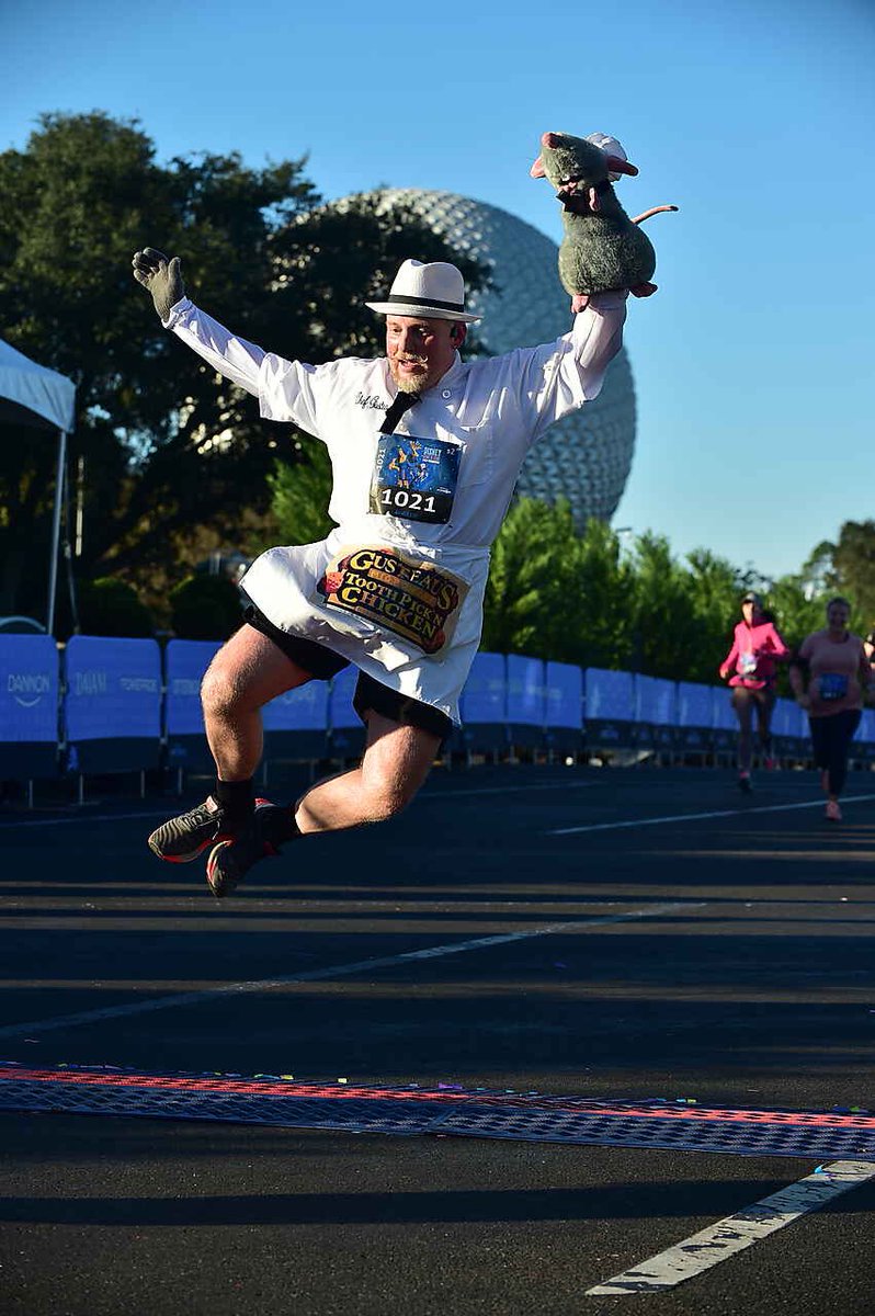 PuppetRunner's tweet photo. Amazing finish at Disney’s Wine and Dine Half Marathon! Remy is flying. https://t.co/F14X6hSwz1
