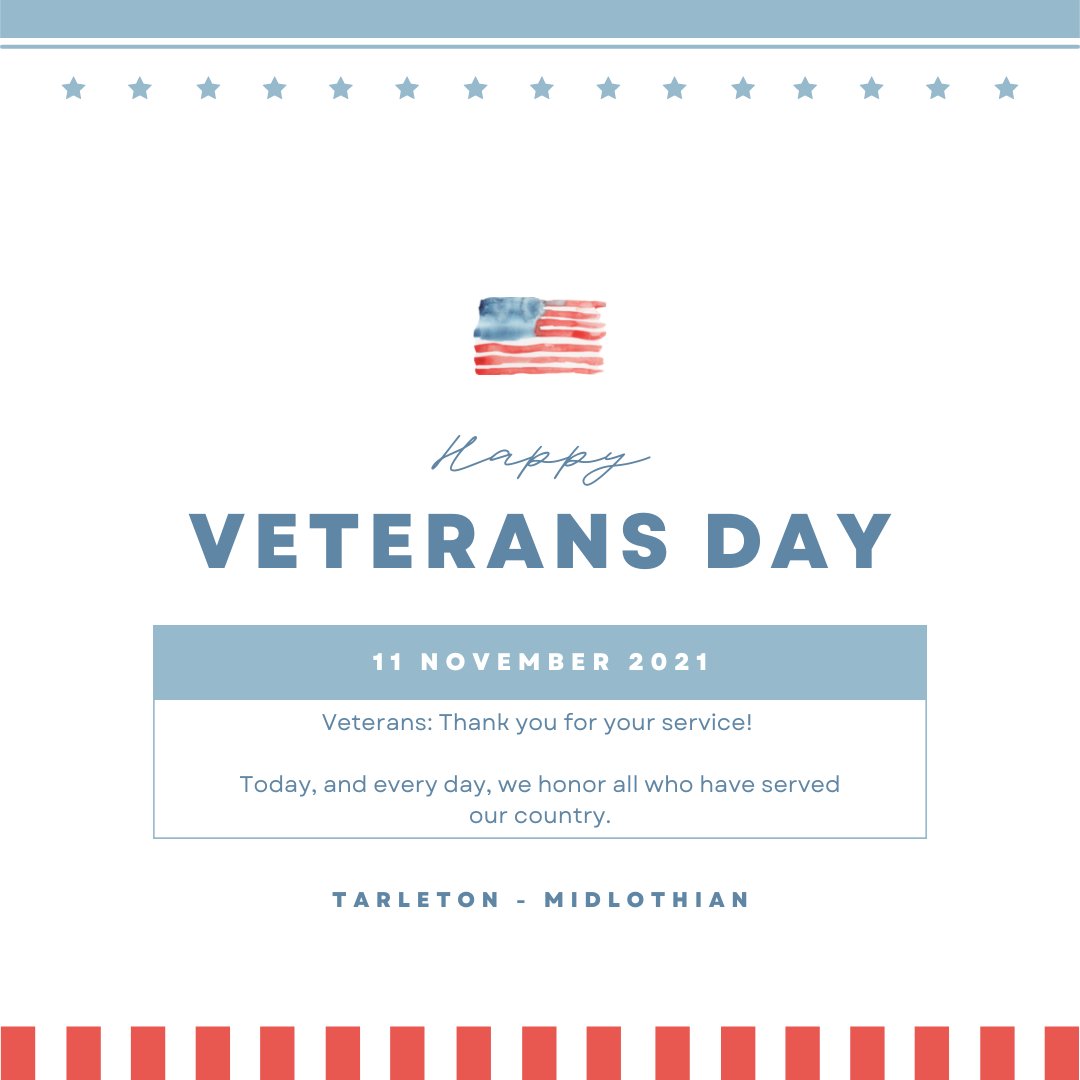 TarletonMidlo's tweet photo. On this Veteran's Day, we thank all who have served and continue to serve our country! 🇺🇸 https://t.co/zvz2wcpLg3