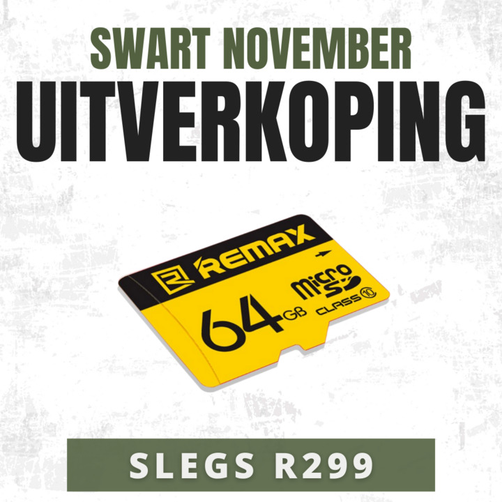 RaakRof's tweet photo. Ons 32GB (R149)- en 64GB SD-kaarte (R299) is nou teen absolute winskopie-pryse beskikbaar, maar SLEGS HIERDIE WEEK tot op 15 NOVEMBER 2021. Koop gou! 

 32 GB Kaart ➡️ https://t.co/S7O45i0Ugl
 64 GB Kaart ➡️ https://t.co/Rf1NhWqbT9 https://t.co/AWGD79vF0Z