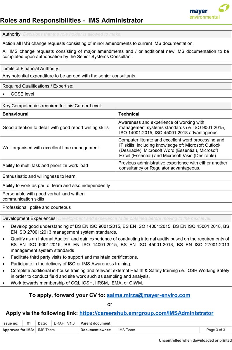WCC_BC's tweet photo. IMS Administrator Opportunity – Eliot Park Innovation Centre

Due to continued growth Mayer Environmental are recruiting for an IMS Administrator.
This position is an excellent opportunity to join a successful team and develop a career.

Apply here…
https://t.co/wsSSq4vEgV https://t.co/ebHrd1btvN