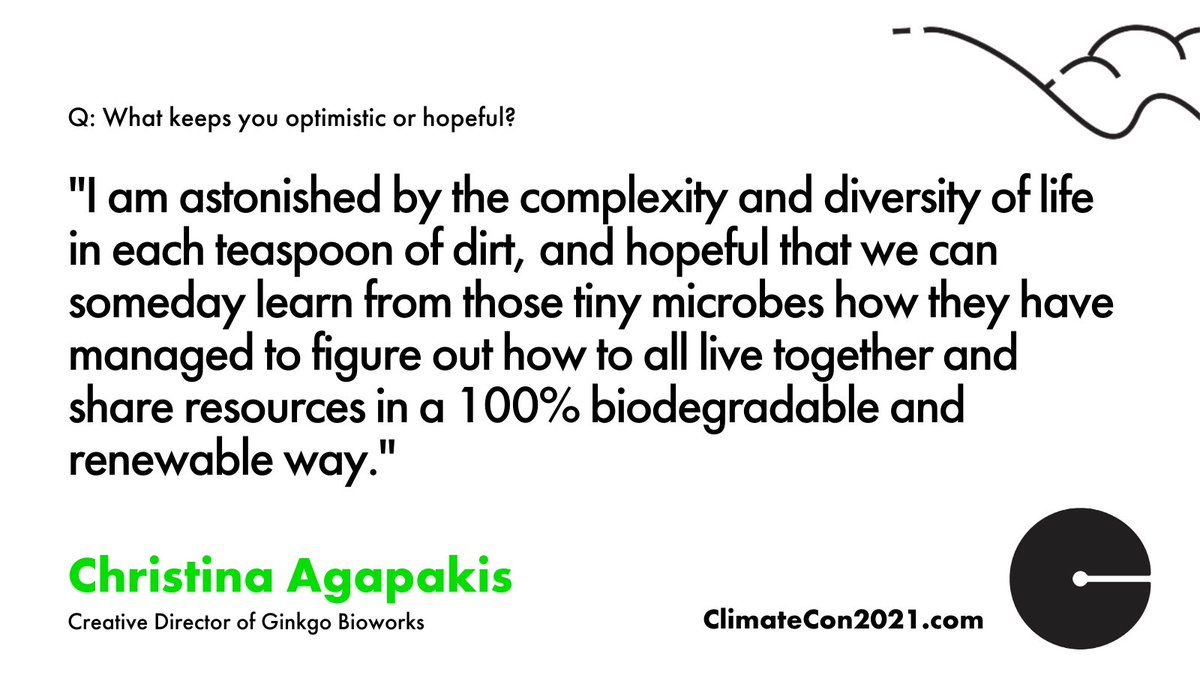 "I'm amazed every day by the incredible beauty of the living world—the molecular-scale details, the ecological-scale resilience, and the awe-inspiring power of life to grow, evolve, decompose, and regenerate."

Join <a href="/ThisIsChristina/">Christina Agapakis</a> of <a href="/Ginkgo/">Ginkgo Bioworks</a> today at climatecon2021.com 🌱