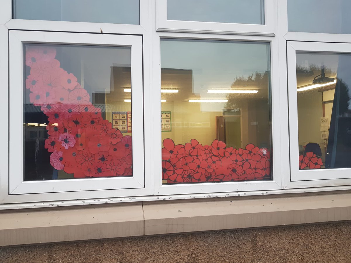 KASocialSubj's tweet photo. Social Subjects pupils  commemorating 100 years of the poppy with their window displays. @Kilwinning_Acad #Remembrance #RemembranceDay https://t.co/hPeUnu8zkv