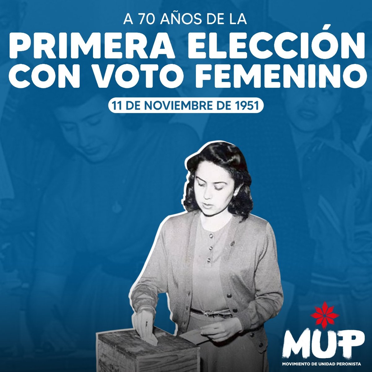 MupOficial's tweet photo. “Ha llegado la hora de la mujer que piensa, juzga, rechaza o acepta, y ha muerto la hora de la mujer que asiste atada e impotente, a la caprichosa elaboración política de los destinos de su país, que es en definitiva, el destino de su hogar" Eva Perón
#MovimientoDeUnidadPeronista https://t.co/Kefc35R0pb