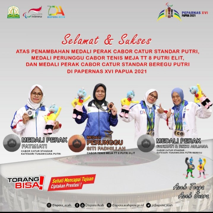 TBNuzullah's tweet photo. Selamat Tim Paralimpik Aceh
Atas Penambahan Medali
Smoga terus Berjaya
#AcehTeuga
#AcehJuara https://t.co/VQx0GDfQbI