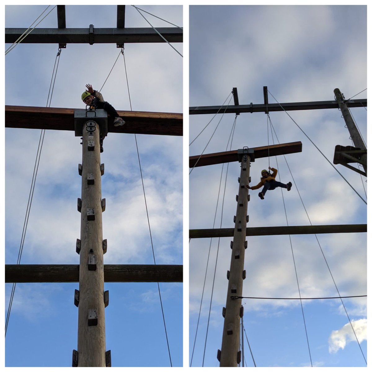 HarpAcademy1's tweet photo. High ropes fun for Dahl class! Having such a fun time #fellowshipafloat #pe https://t.co/OqUcRwKKPN