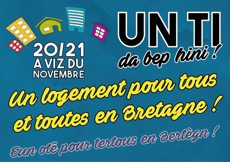 DouarHa's tweet photo. Emgav dibenn sizhun an 20 ha 21 a viz du evit kregiñ kabalerezh al lojeiz. Un ti da bep hini.
Tolpadegoù a vo un tamm pep lec'h e #Breizh
Deuit ganeomp! #Stourmomp asambles. Ar galv amañ:
https://t.co/5MBvLe0MiF https://t.co/lzOXPRPas6