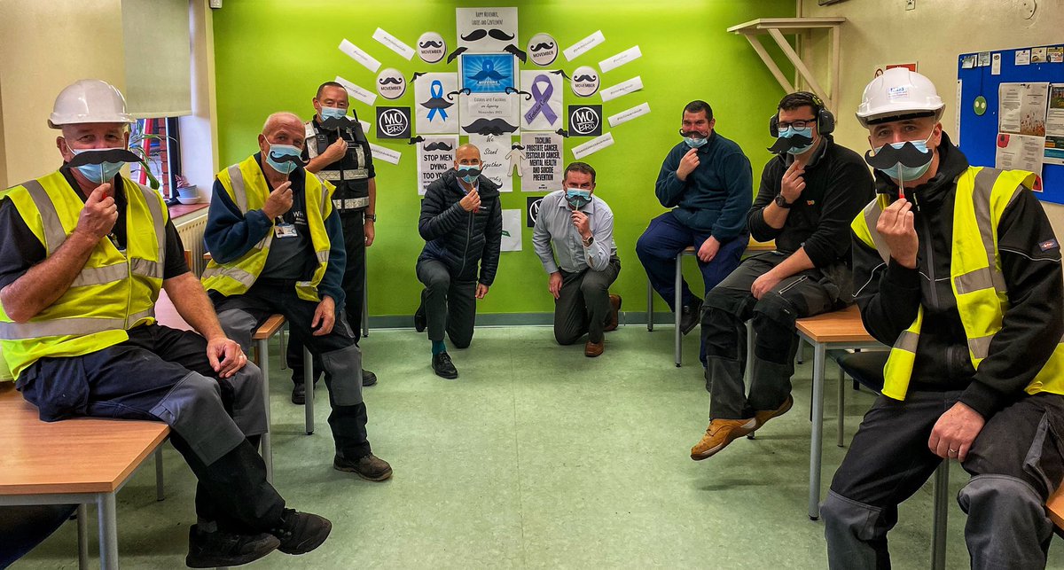and_efm's tweet photo. Great #movember support wall put together by Laura and Julia from estates ✅ Using their persuasive prowess to have us photographed ✅ ✅ #teamwhh #nhsefm #estatesandfacilities https://t.co/q63zKfzYTp