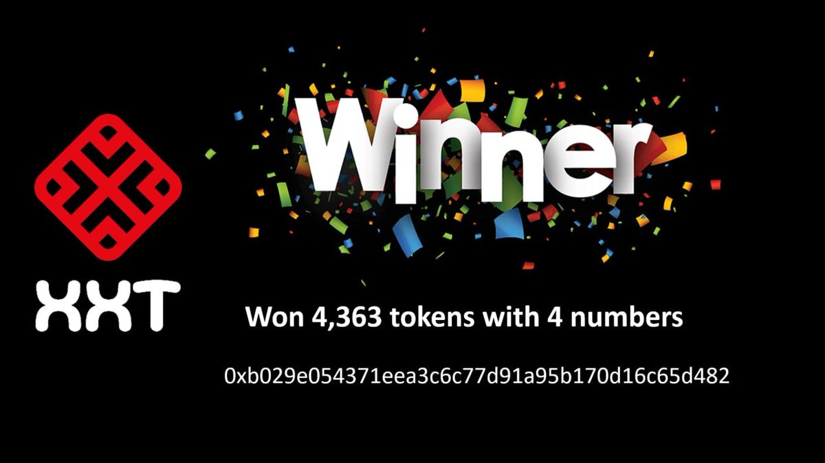 XXT_Token's tweet photo. Electronic Lottery @XXT_Token has 1 winner on 11/10/2021
Numbers drawn: 3 - 11 - 16 - 19 - 39
See your e-ticket now at https://t.co/D1rCXNryYV

#xxt #loteria #lottery #shibainu #bitcoin #BTC #binance #crypto #nft #cryptocurrency #coinmarketcap #coingecko #pancakeswap #trustwallet https://t.co/JrpAugLkcj