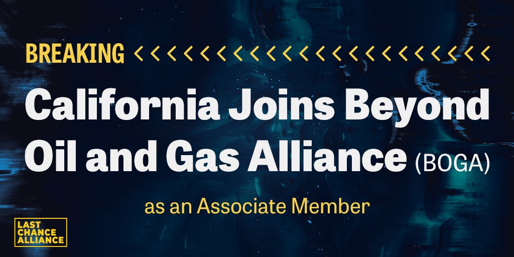 LastChance_CA's tweet photo. BREAKING: California has joined the Beyond Oil and Gas Alliance (BOGA) as a Second-Tier member.

NEXT STEP for @GavinNewsom: End new drilling for fossil fuels to become a full member.

#BOGA #BeyondOilAndGasAlliance #KeepItInTheGround #COP26 https://t.co/n3Jse05xcJ